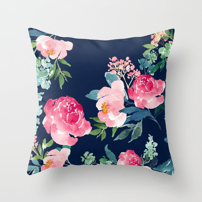 Simple Flower Pillow Cover 45x45cm Modern Cushion Case Polyester