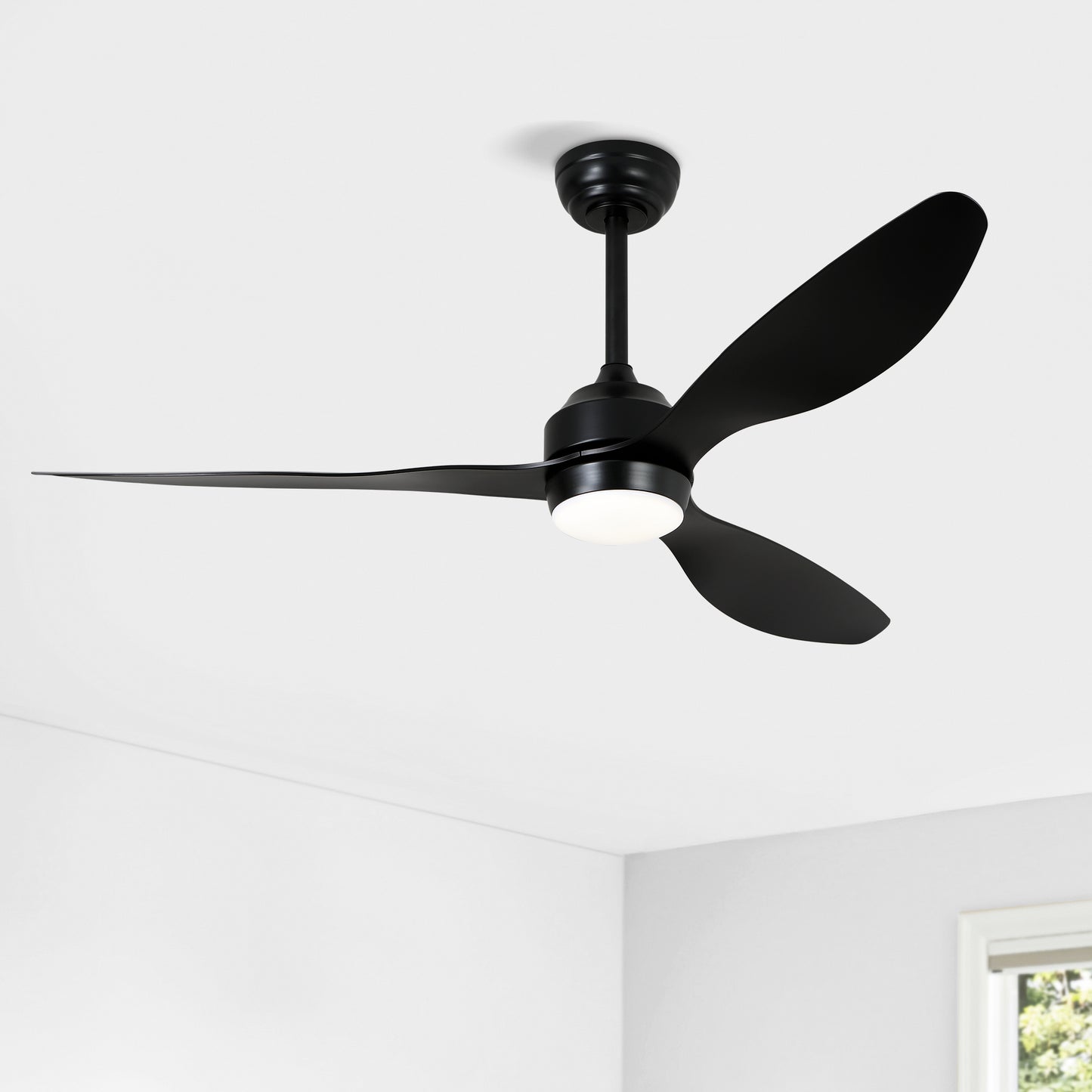 52-Inch Ceiling Fan with Lights - Quiet DC Motor, 6 Speeds, Matte Black