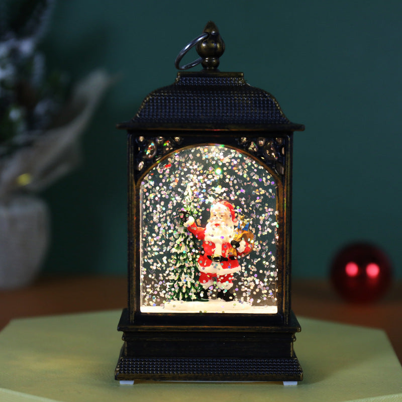 Christmas Luminous Water Injection Flat Storm Lantern Decor Set with Variants