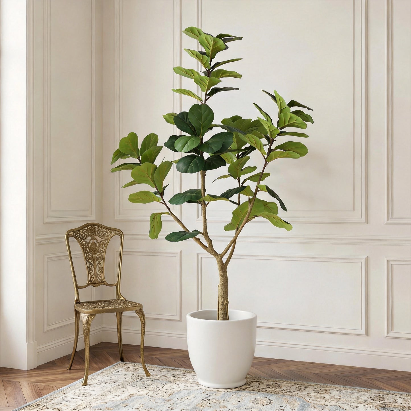 6FT Artificial Fiddle Leaf Fig Tree in Black Pot - Realistic Faux Plant