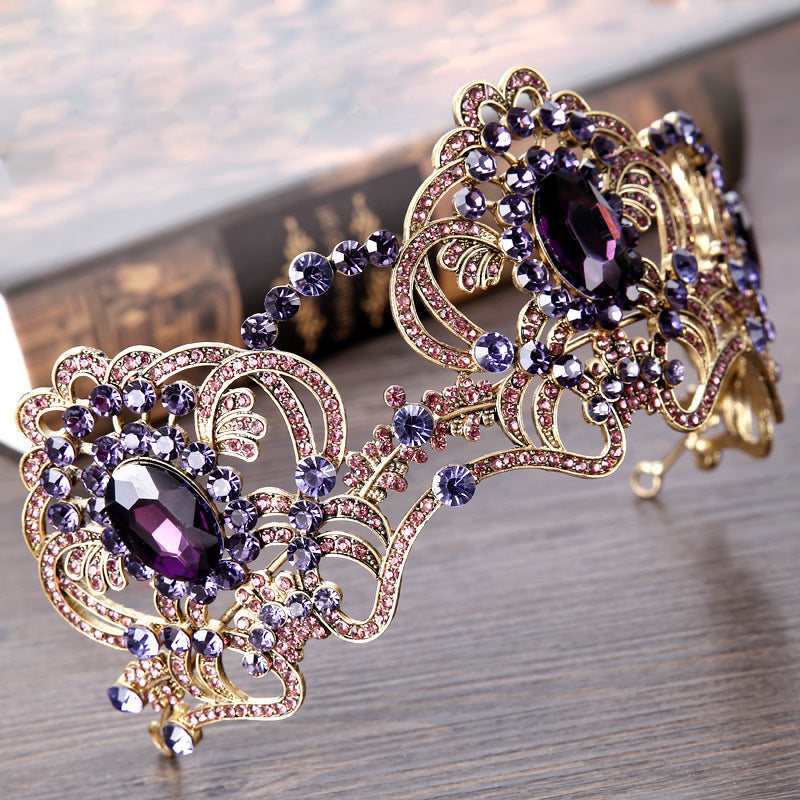 Amethyst Crystal Flower Alloy Headband - Purple