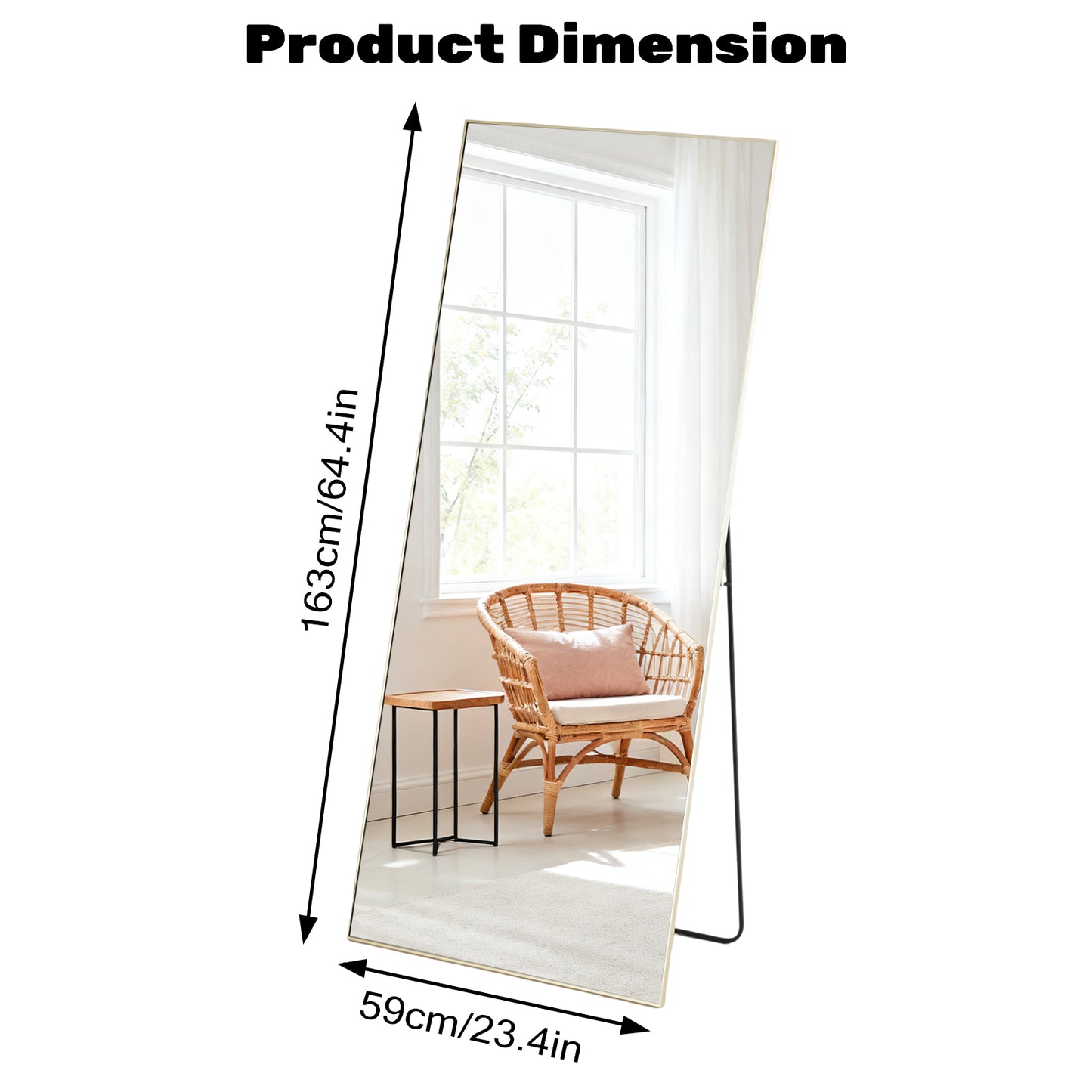 Rectangle Full Length Standing Mirror - Shatterproof Floor Mirror