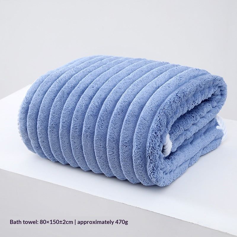 Large Thickened Coral Fleece Bath Towel - Soft, Absorbent & Cozy