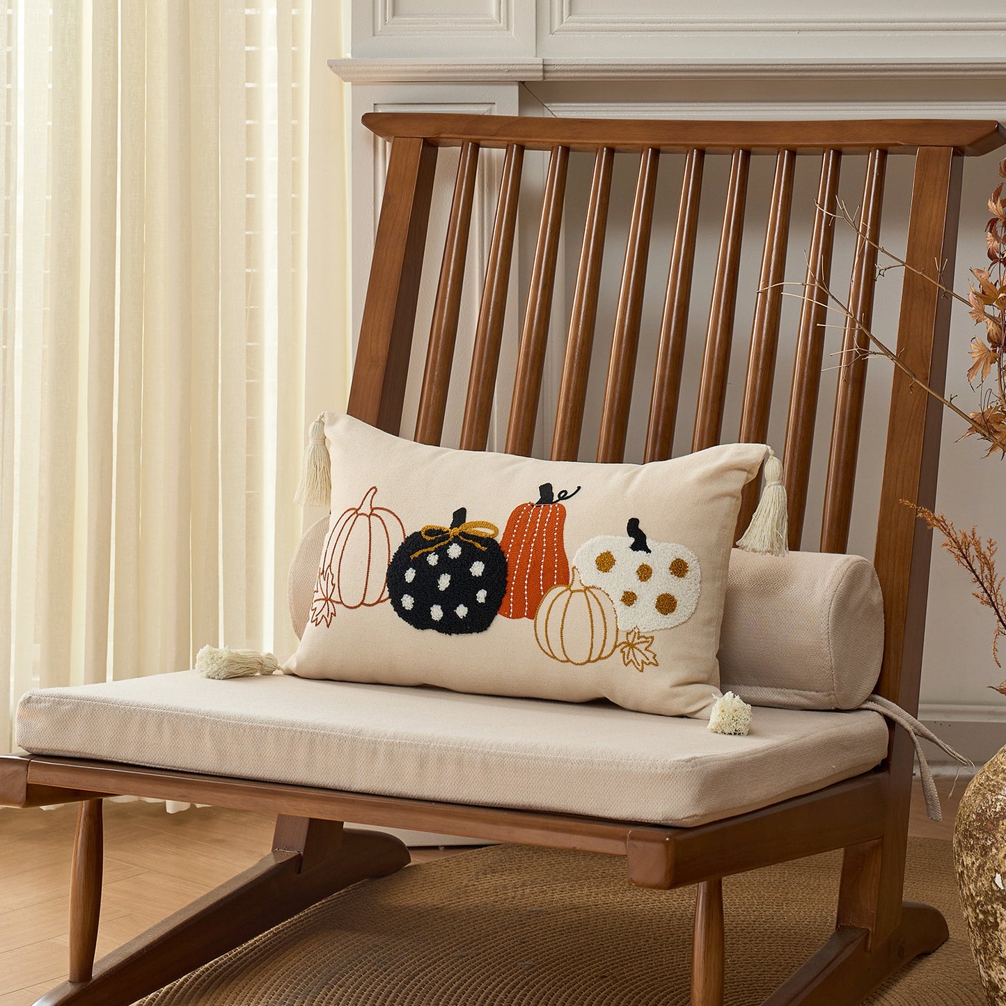 Autumn Maple Leaf Pumpkin Pillow Cover for Sofa & Living Room Decor