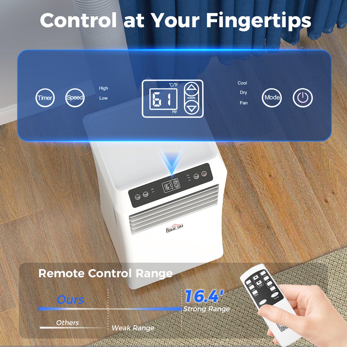 Portable 10000 BTU Air Conditioner with Dehumidifier & Fan - White