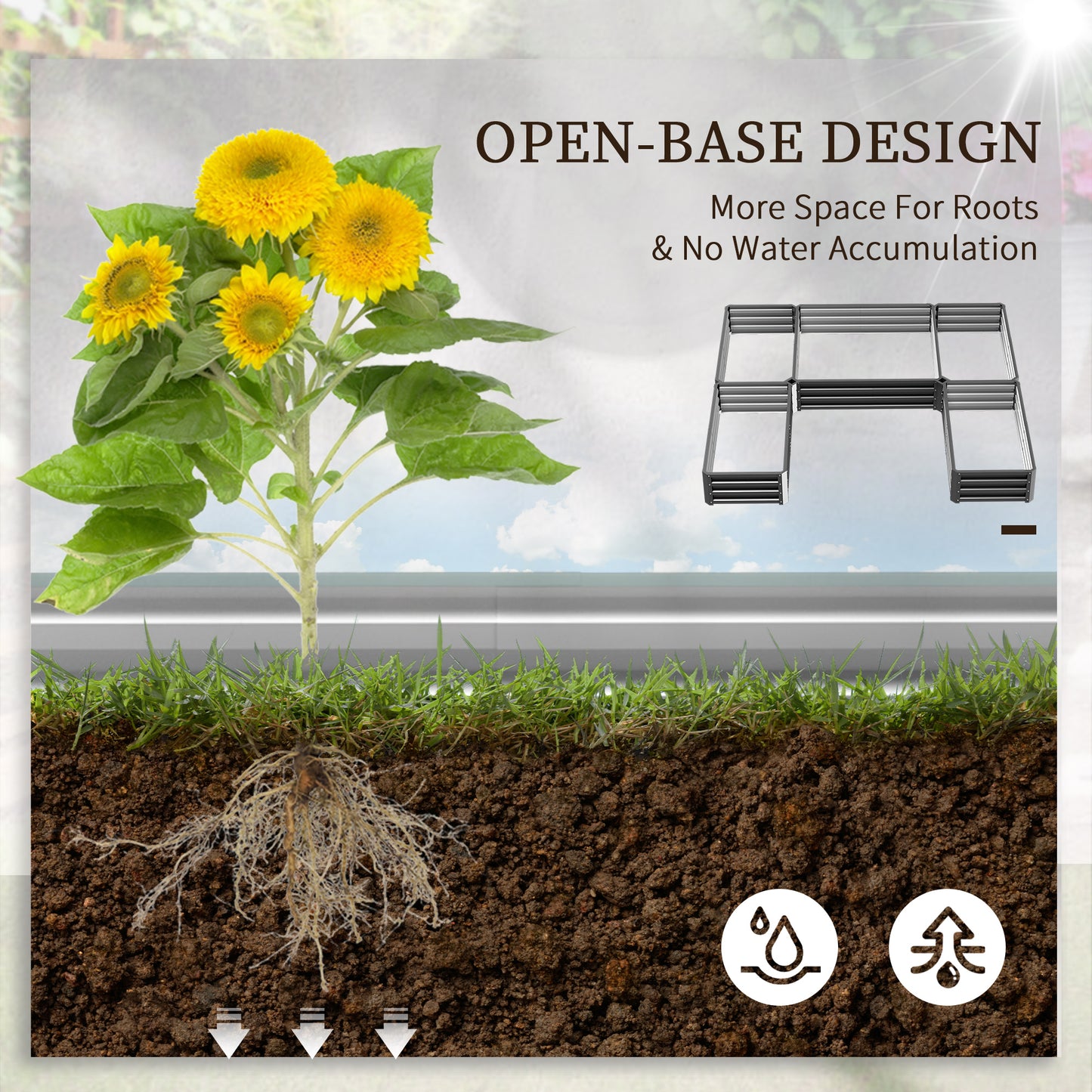 Large Steel Raised Garden Bed Set of 5 for Outdoor Plants and Vegetables - Gray 8x8ft
