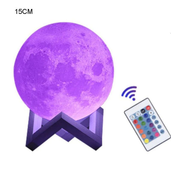 16-Color LED Moon Lamp with Stand and Remote - Night Light for Bedroom