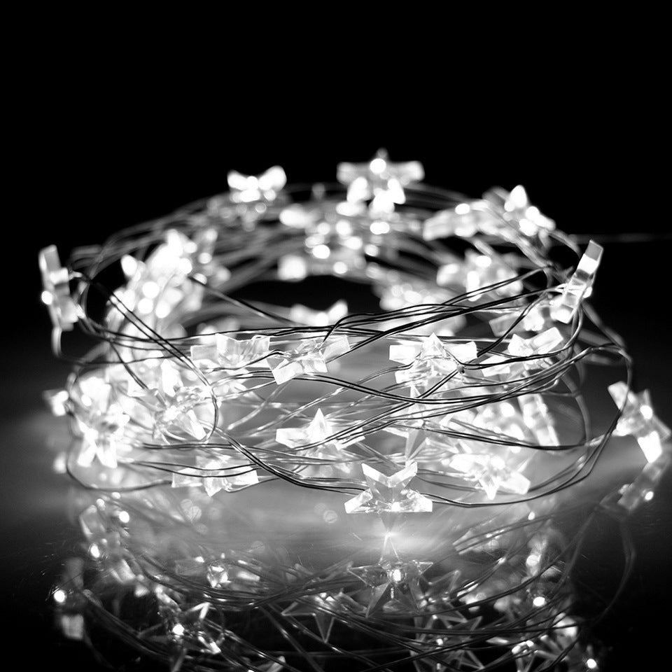Battery Operated LED Star Fairy Lights 2m Warm White Twinkle String Copper Wire