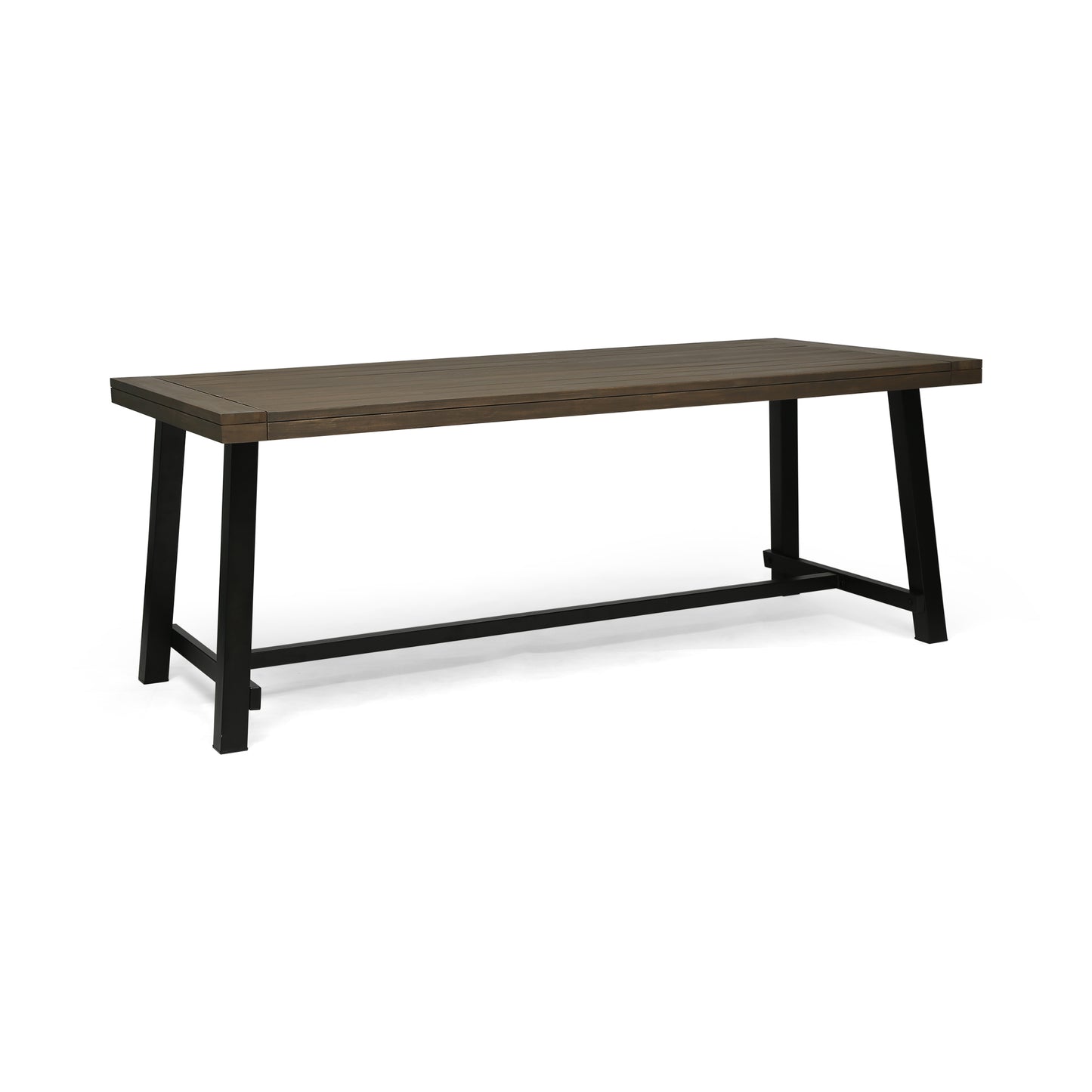 Outdoor Acacia Wood Dining Table - Grey Rustic Metal Frame