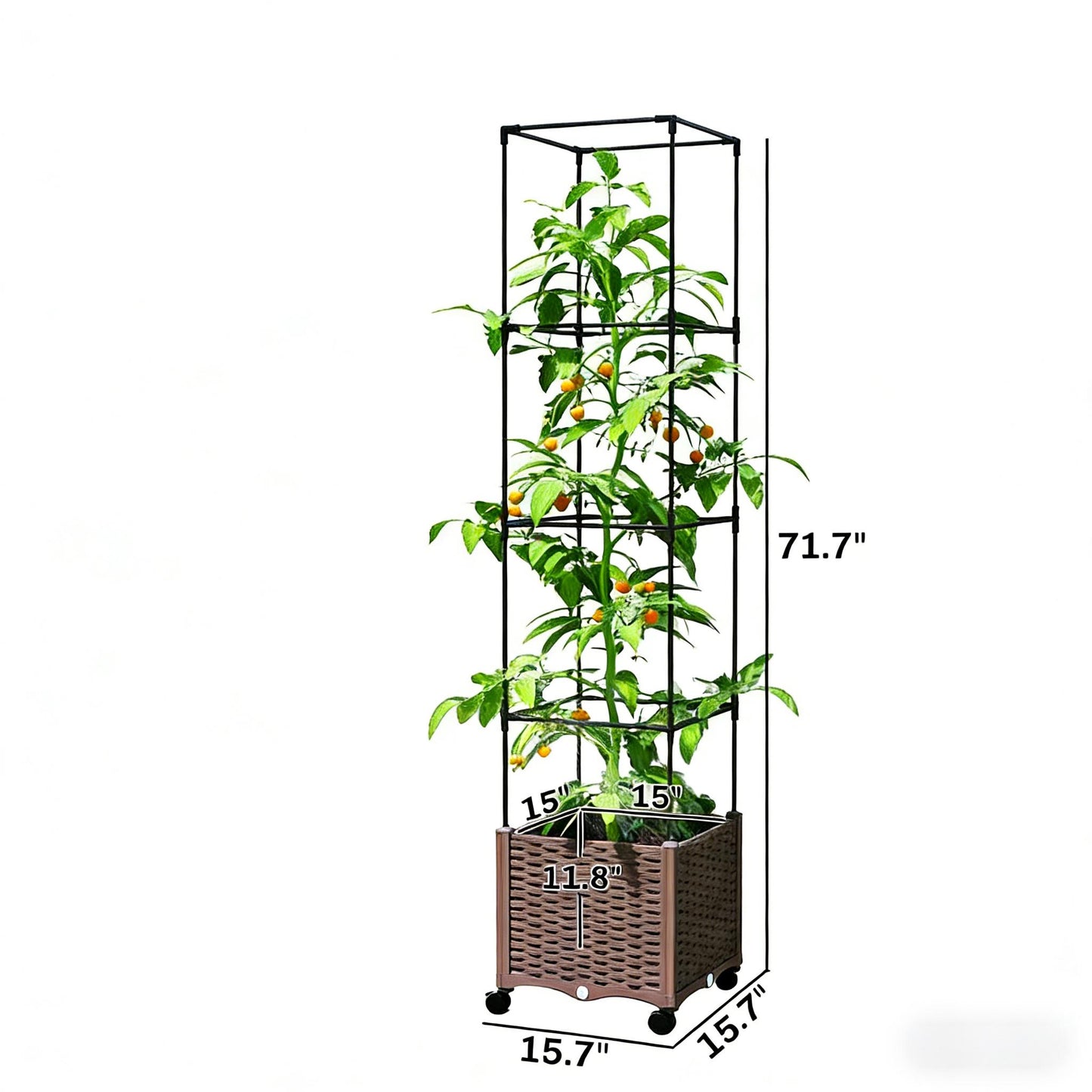 Raised Garden Bed with Mobile Trellis - Brown