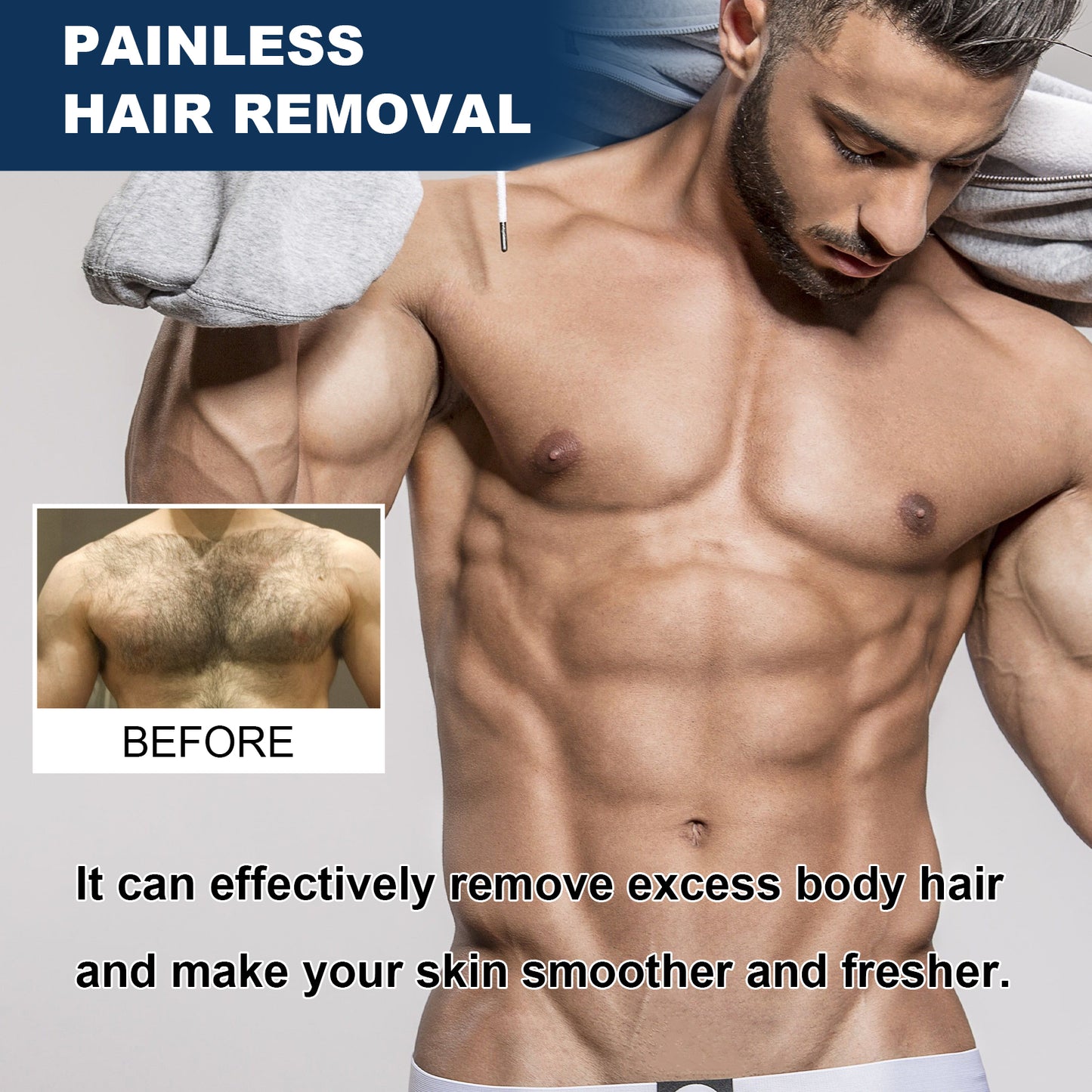 Hair Removal Cream for Men - Gentle Body Hair Remover with Aloe & Glycerin