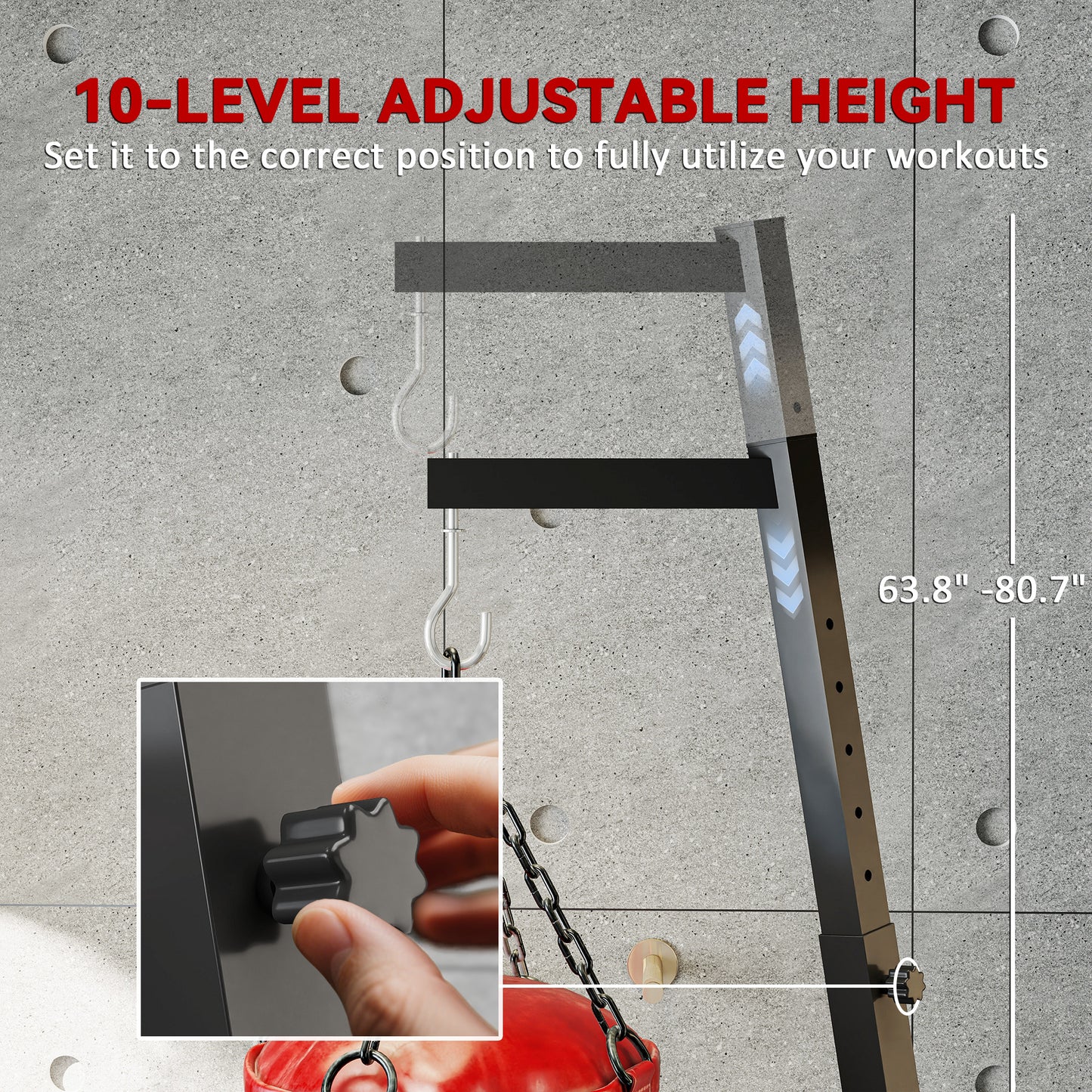 Adjustable Heavy Bag Stand - Foldable Free Standing Punch Bag Holder