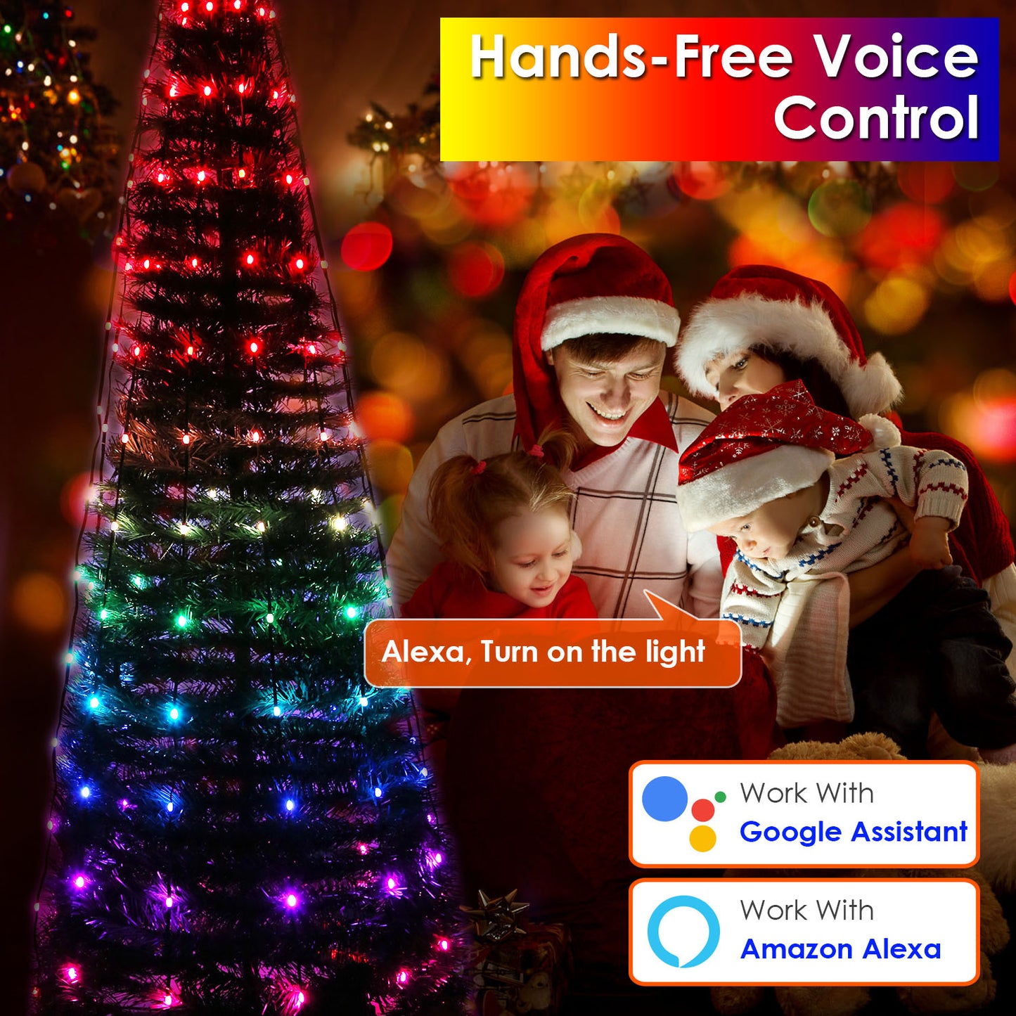Collapsible Christmas Tree Lights with Remote Control - Multi-Color Options