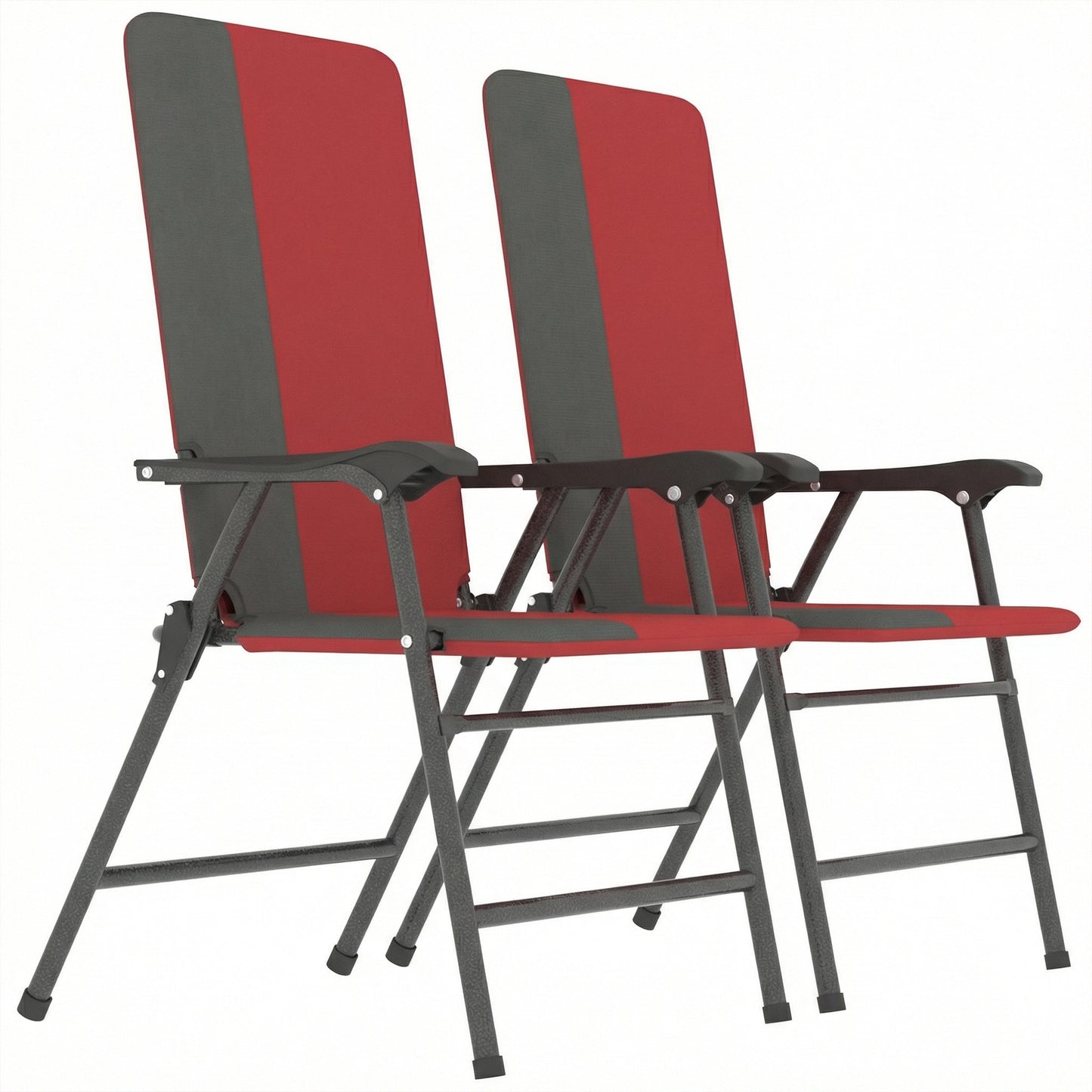 Padded Folding Patio Chairs Set of 2 - High Back Lawn Camping Chairs, Red