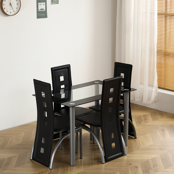 110cm Tempered Glass Dining Table with Stainless Steel Frame