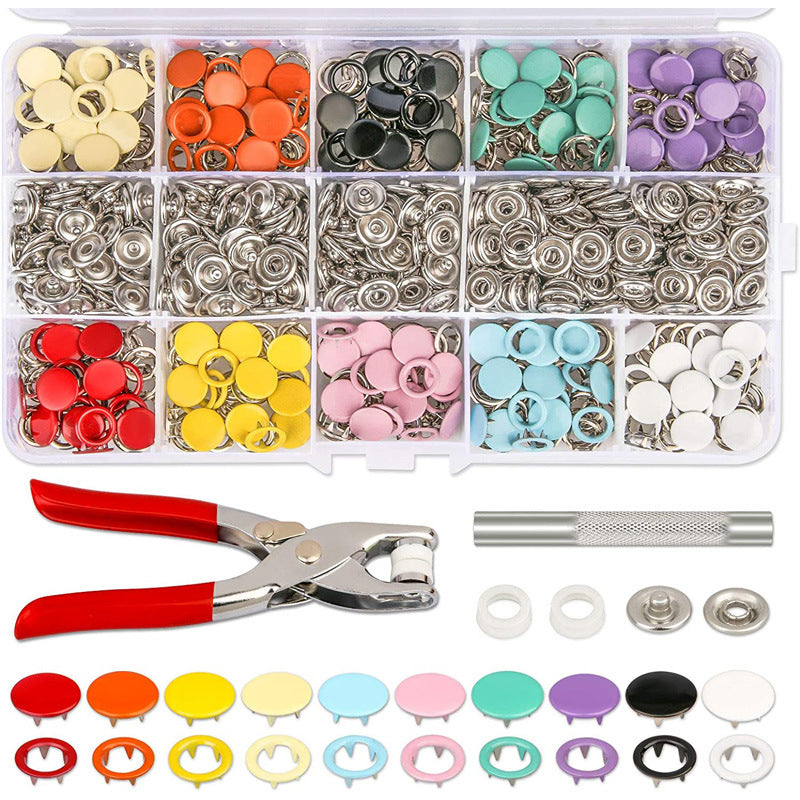 Hollow Color Snap Fastener Button Set with Tools for Sewing - 100 Pieces