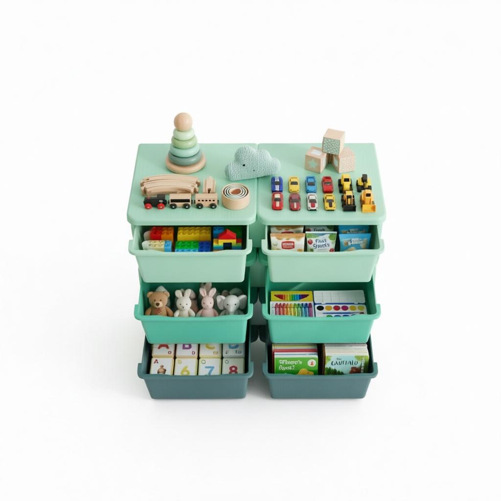 Vertical Drawer Unit Toy Organizer - Green Storage Tower