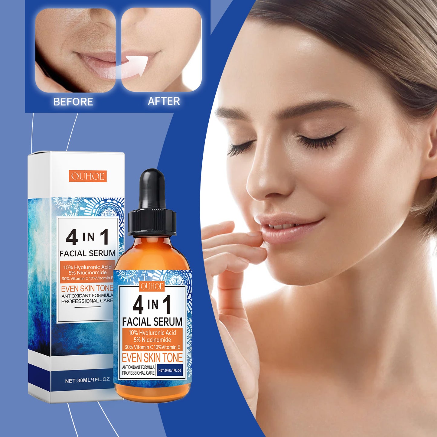 Brightening Facial Serum with Vitamin E & Peptides - 30ml Hydrating Essence