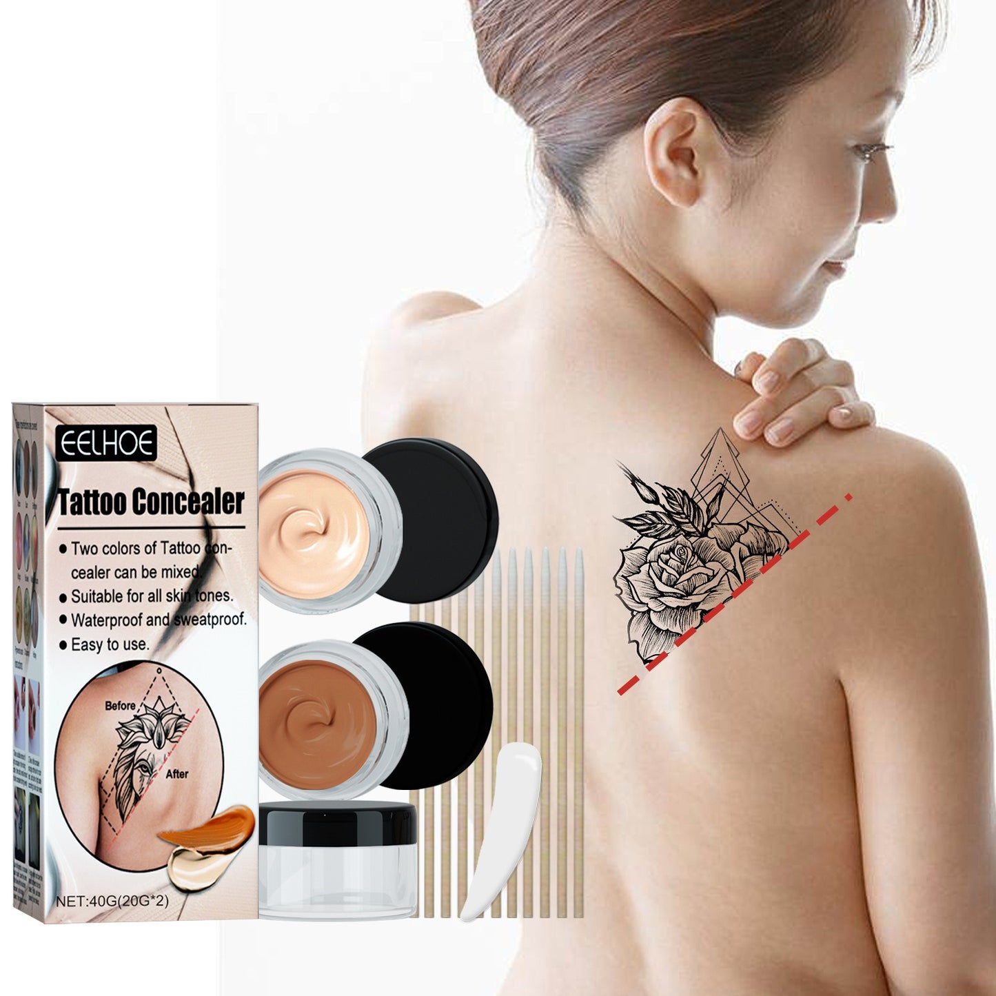 Professional Waterproof Tattoo Concealer for Body Scars and Dark Spots