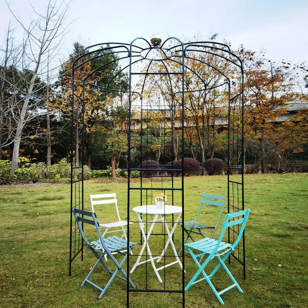 Metal Garden Arch Iron Arbor - 81.3" dia x 114.2" High, Cream White