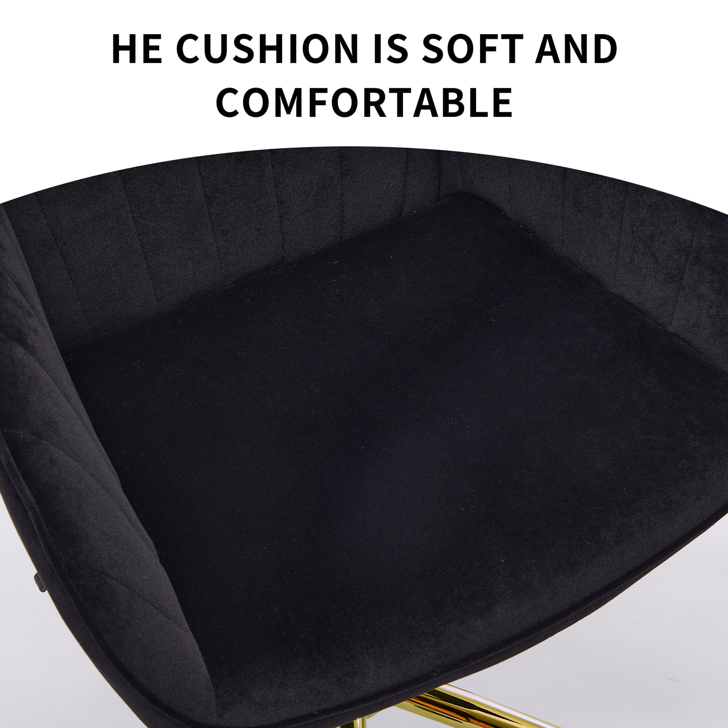 Ergonomic Adjustable Office Chair - Black Velvet Swivel Seat