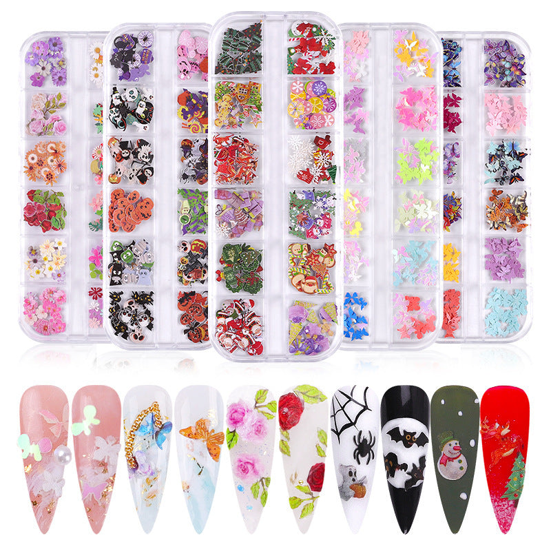 Nail Art Ornament Set - Wood Pulp Butterfly & Flower Design
