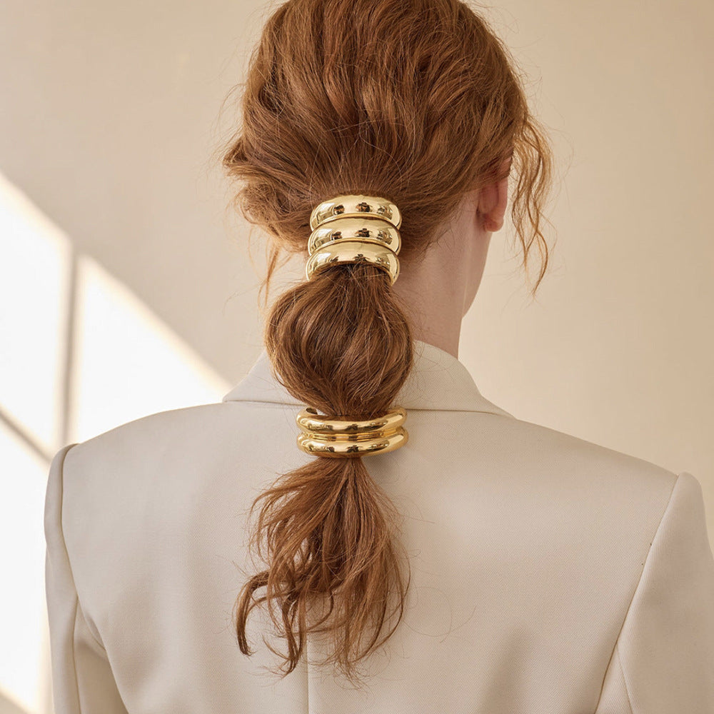 U-Shaped Alloy Hair Tie with Round Head Rope