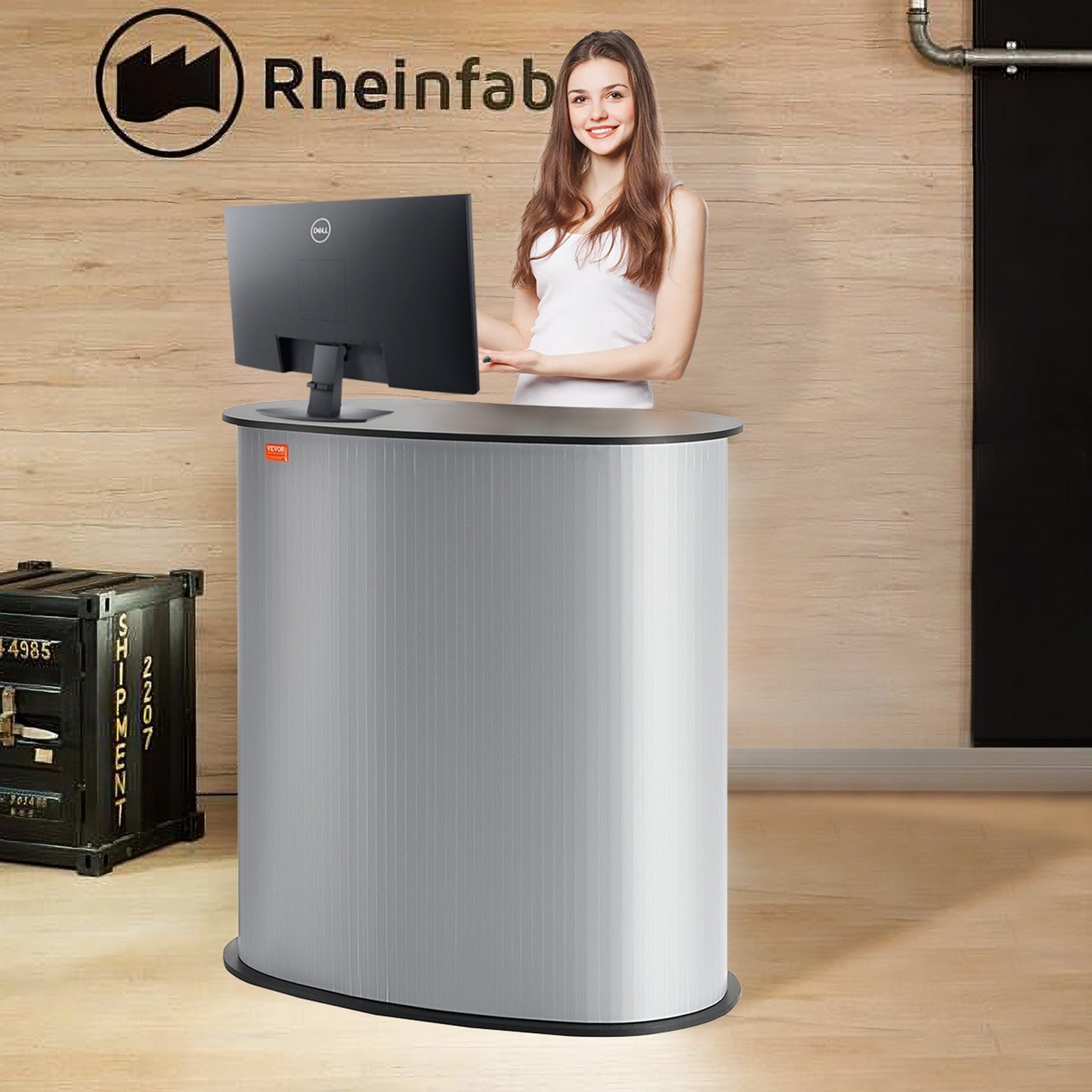 Portable Tradeshow Podium Table with Storage - Foldable Display Stand