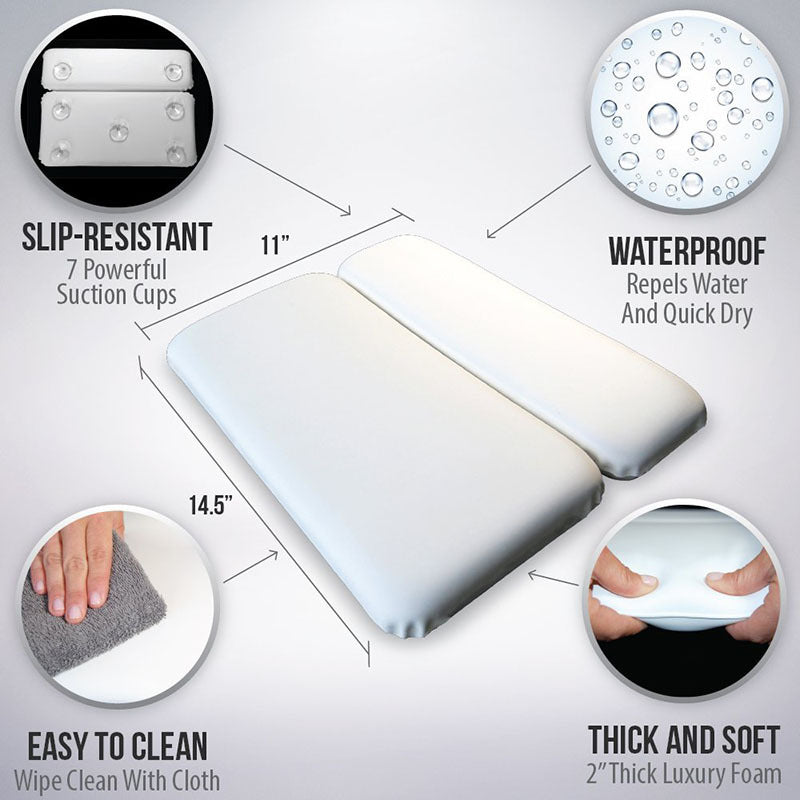 Waterproof Bathtub Pillow with Suction Cups - Spa Bath Cushion 39x31cm