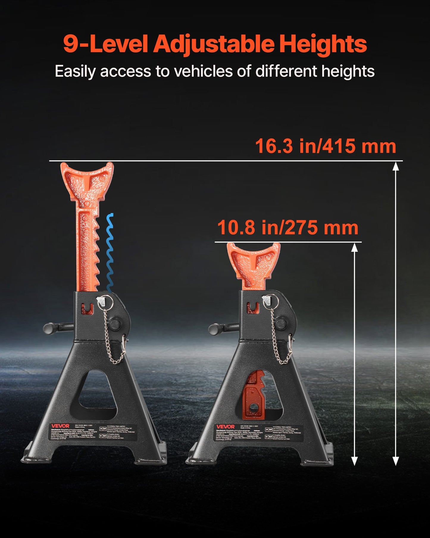 Heavy Duty 3 Ton Car Jack Stands - Adjustable Support for SUV, Pickup, ATV