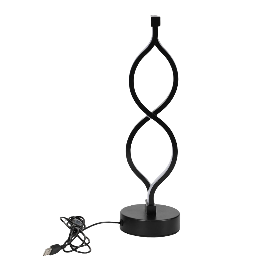 2-Pack Modern Wave USB Desk Lamp with 3-Color Dimmable Lighting for Bedroom