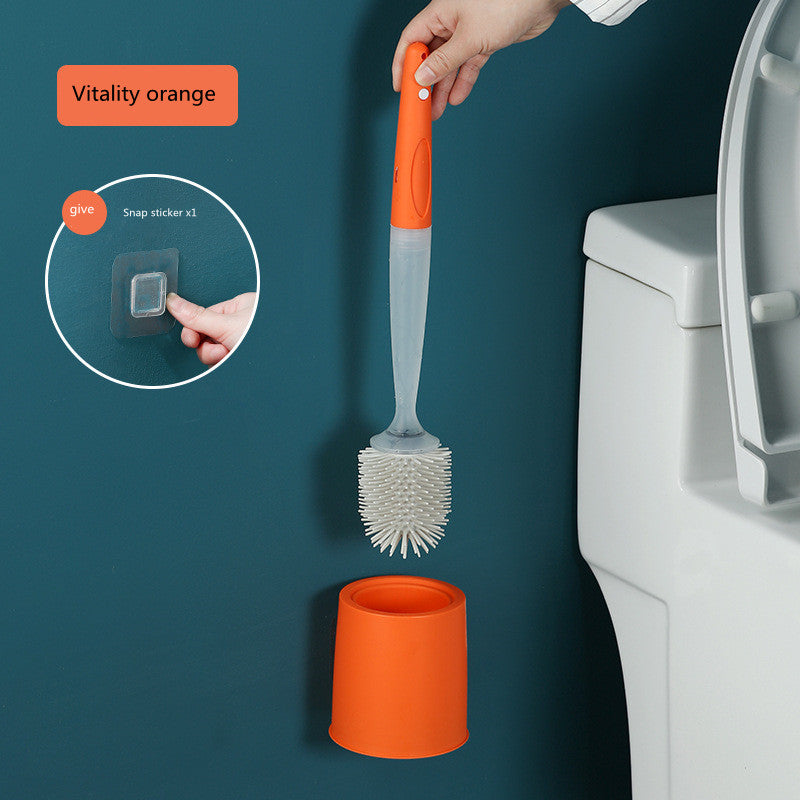 Wall-Mounted Bathroom Cleaning Brush with Long Handle and Silicone Bristles