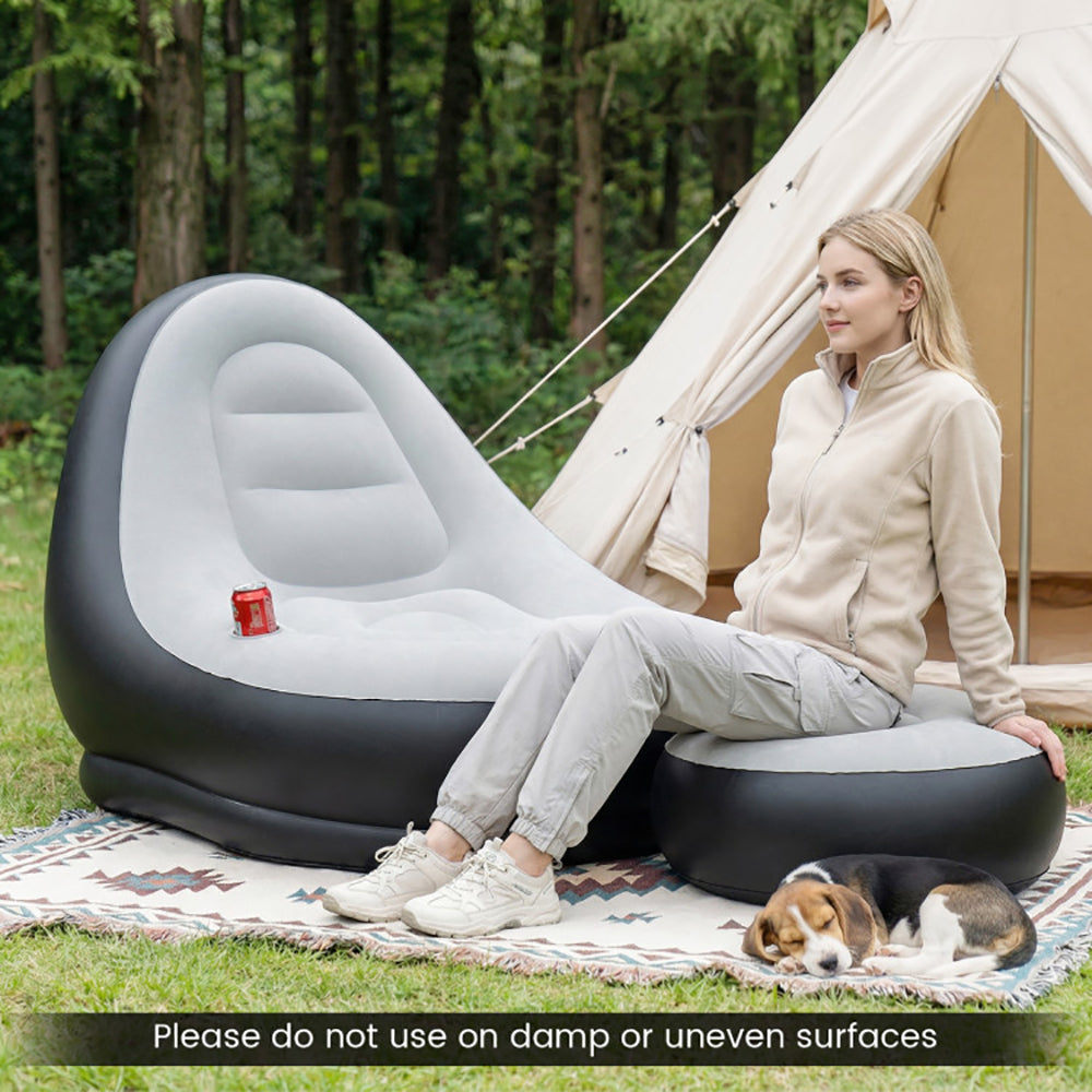 Inflatable Lounge Sofa With Ottoman Portable Air Of Up To 220 Lbs For