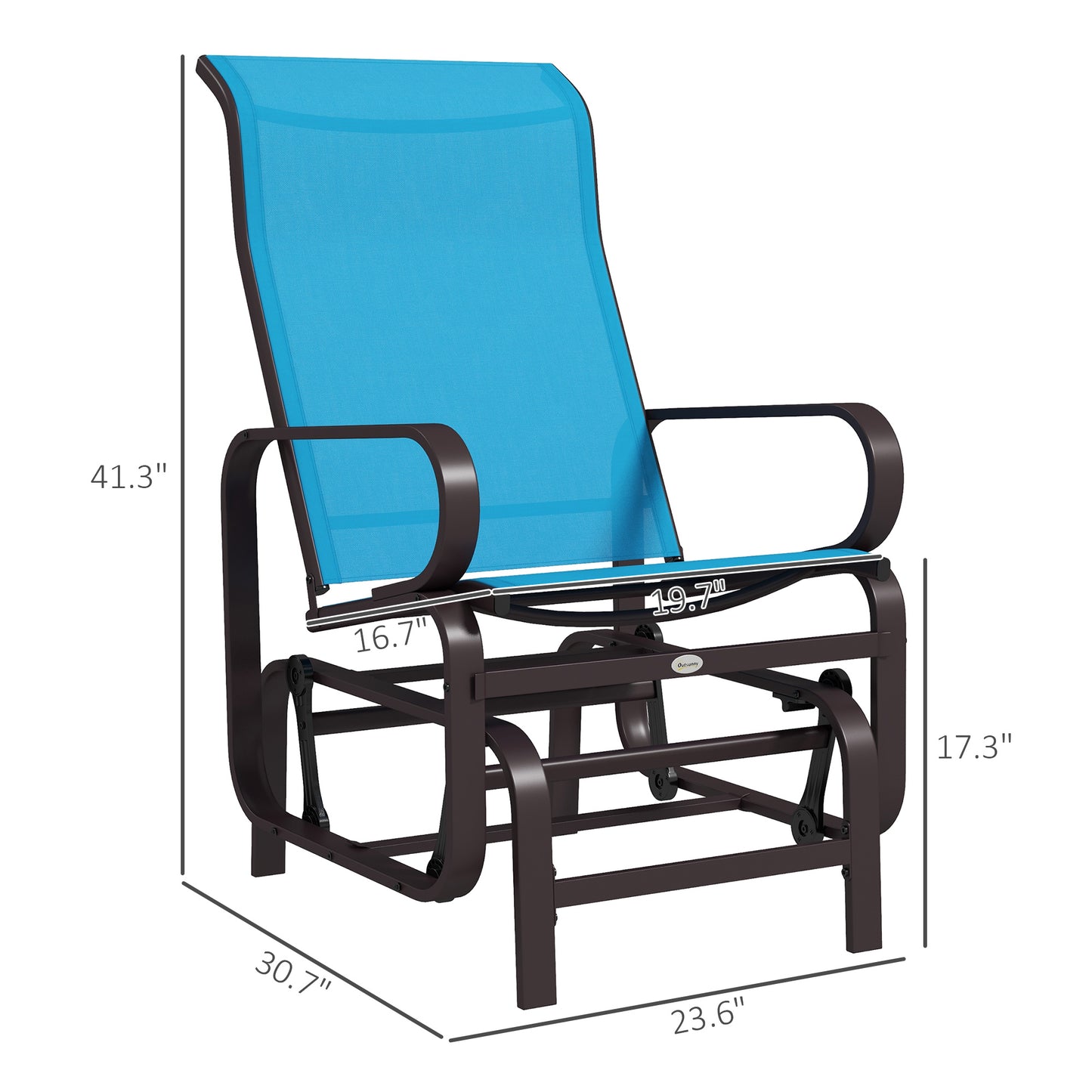 Gliding Lounger Chair - Lightweight Metal & Mesh Construction, Blue
