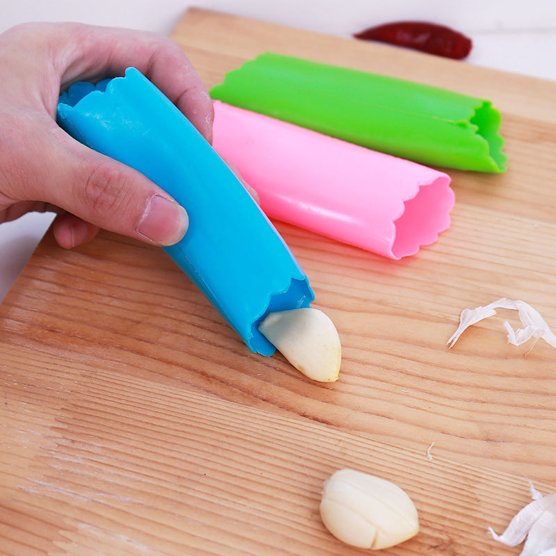 Manual Garlic Press Kitchen Tool - Silicone Handheld Peeler, Multiple Colors