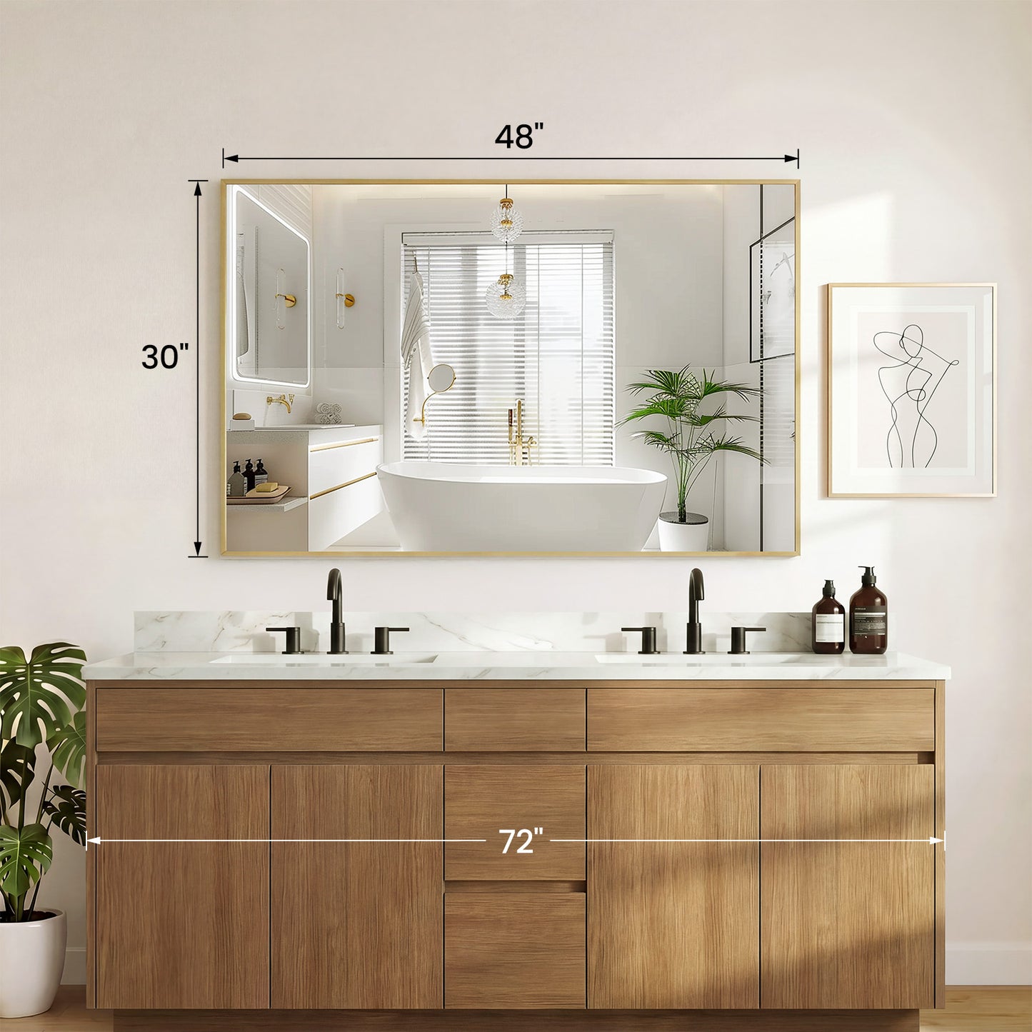 Above The Countertop, There Is A Rectangular Wall-mounted Bathroom