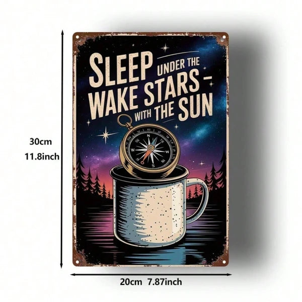 Vintage Night Sky Star Compass Metal Sign - 20cm x 20cm