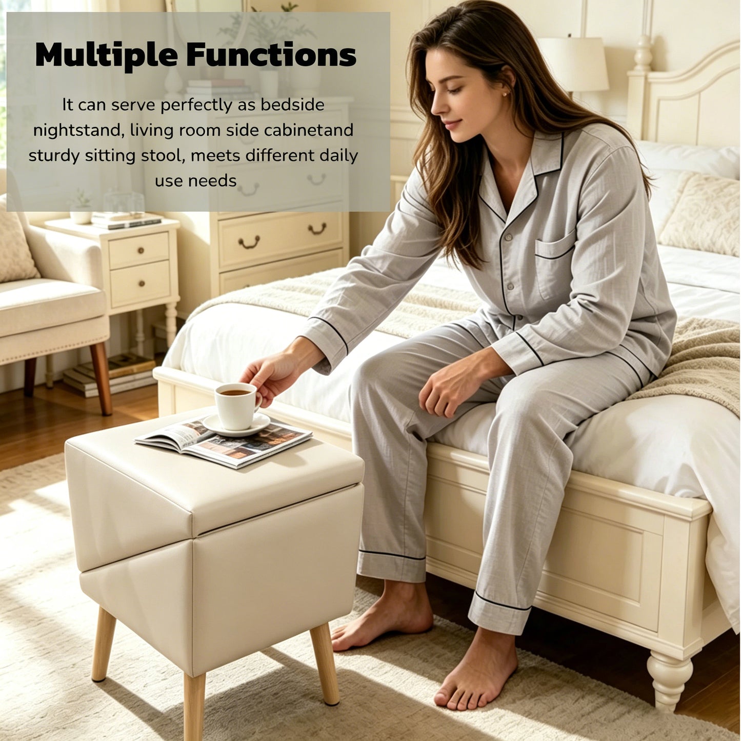 Foldable 2-in-1 Dog Stairs and Ramp for Couch and Bed - Beige, 18.89"