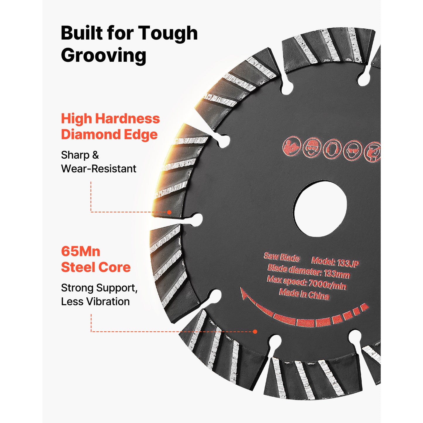 Diamond Wall Chaser Saw Blades 5.24 Inch 5-Pack for Concrete Brick Stone Cutting
