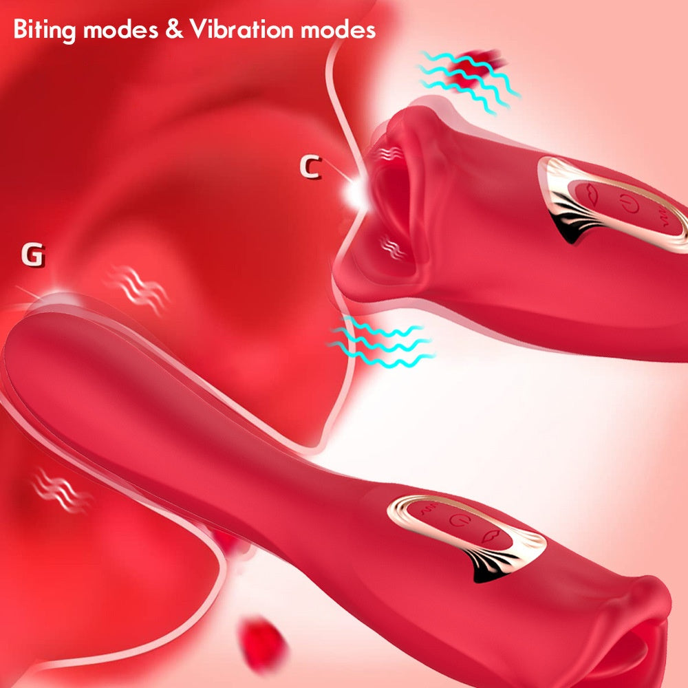 Three-in-One Female Mouth Toy - Red, Adult Wellness, Manual Control