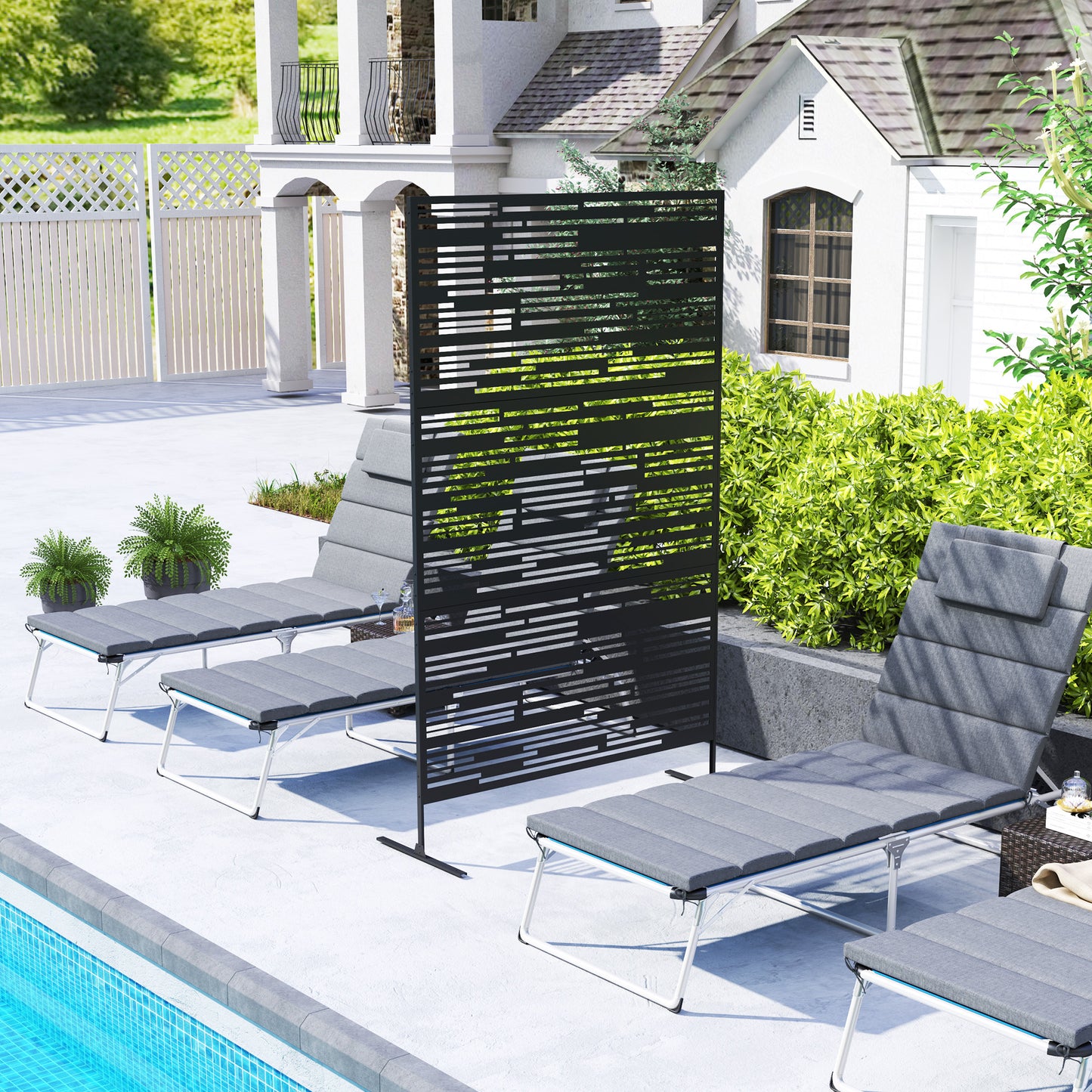 Metal Outdoor Privacy Screen - 78" H x 48" W - Black
