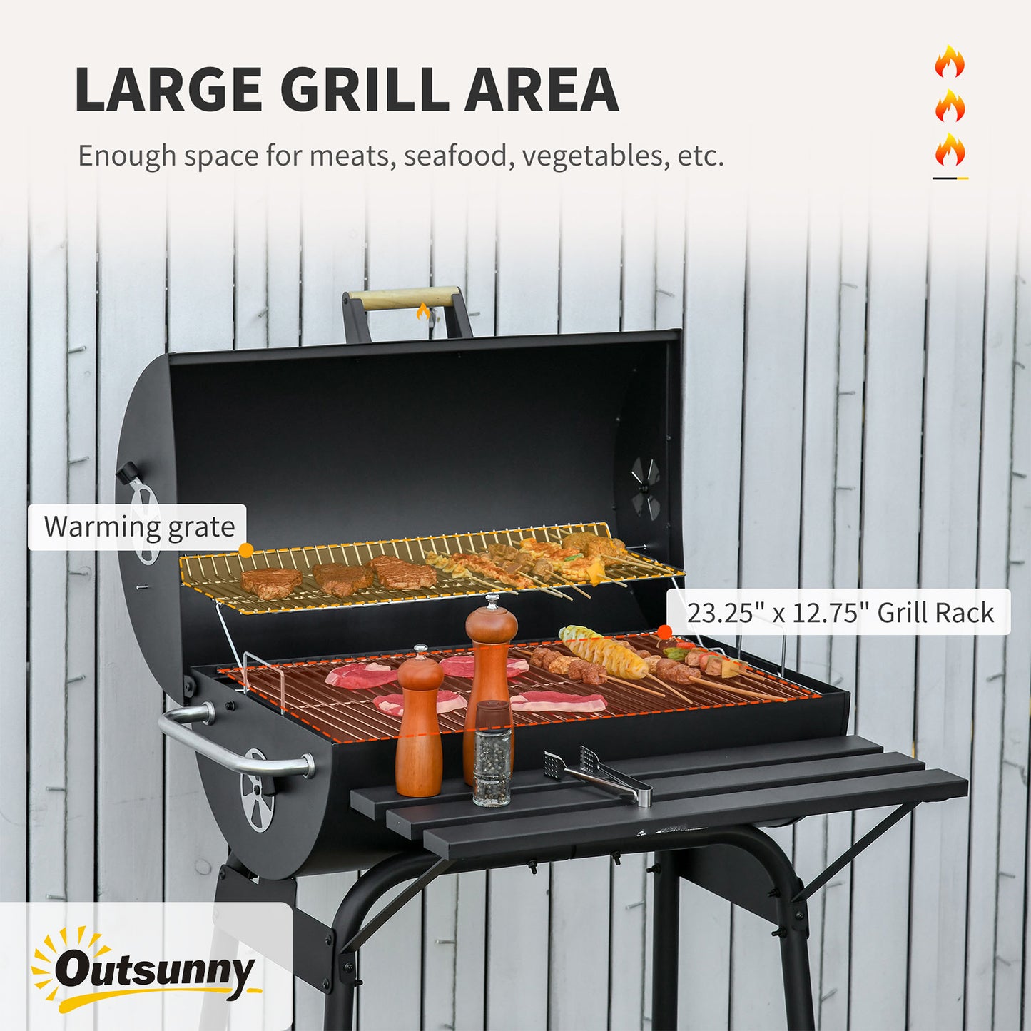 30" Portable Charcoal Barbecue Grill with Adjustable Rack & Wheels