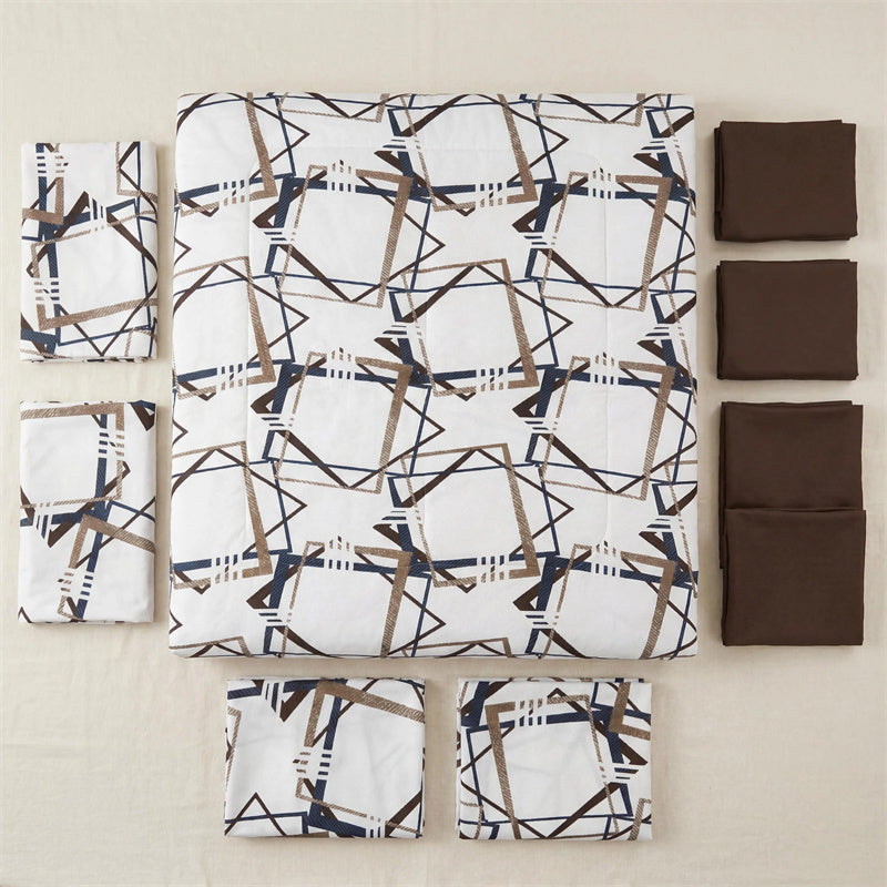 9-Piece Room In A Bag Quilt & Curtain Set - Geometric Design