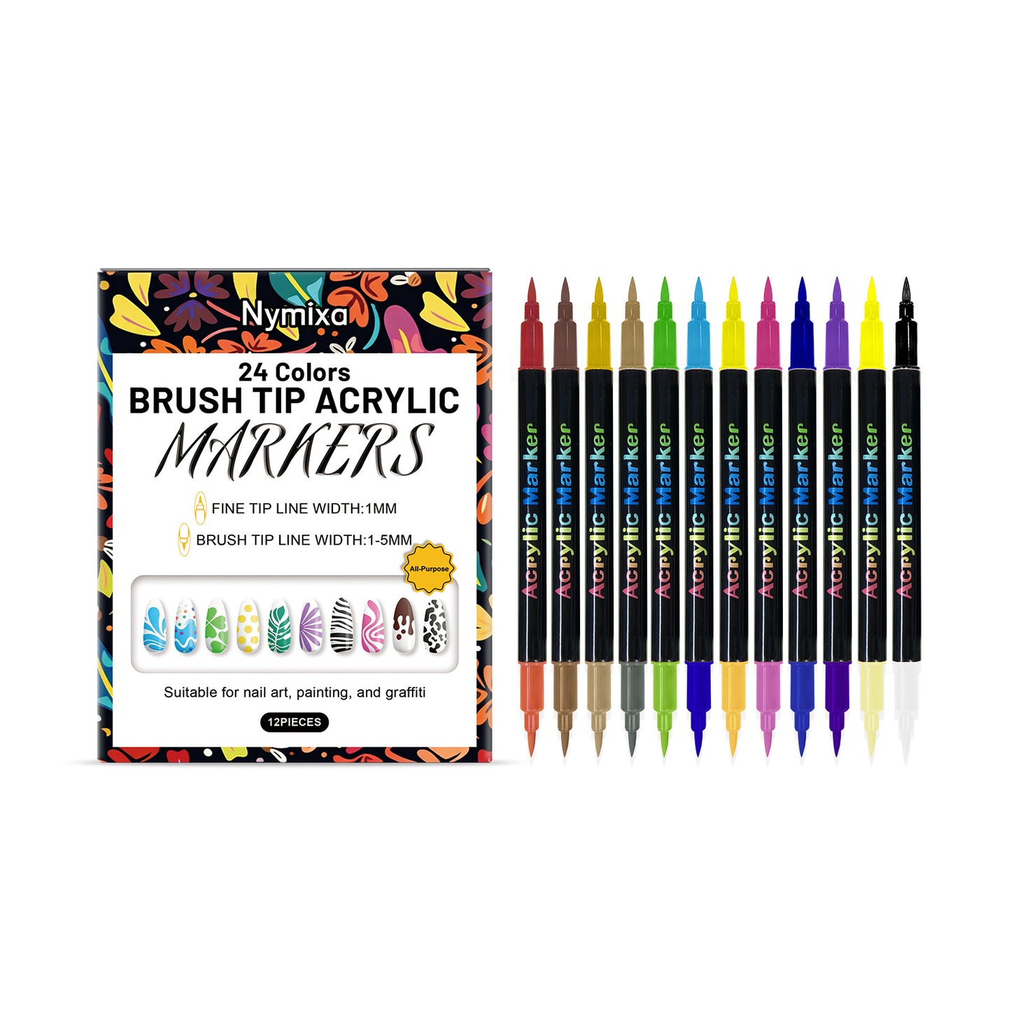 Nail Art Marker Pen Set - 12 Pieces for Creative Manicure Designs