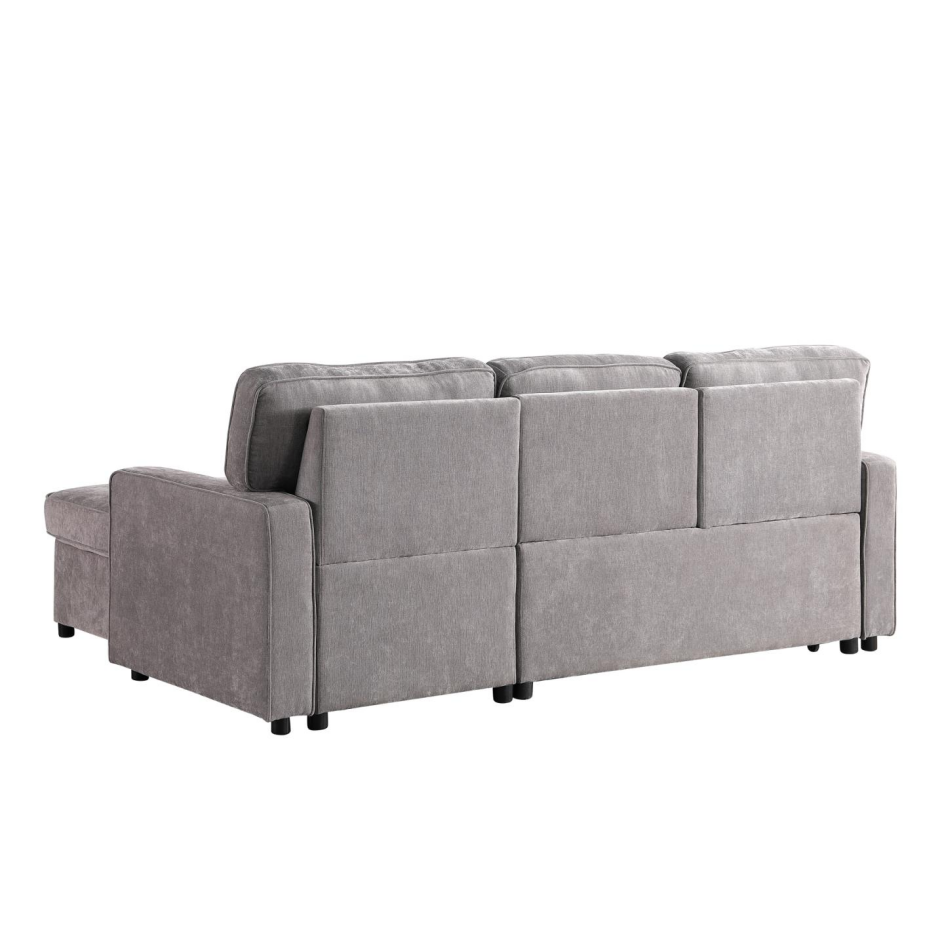 Sectional Sofa Bed with Storage, USB Port & Cup Holders - Gray