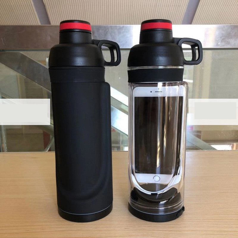 Portable Water Cup with Mobile Phone Holder - Leakproof Sports Drinkware