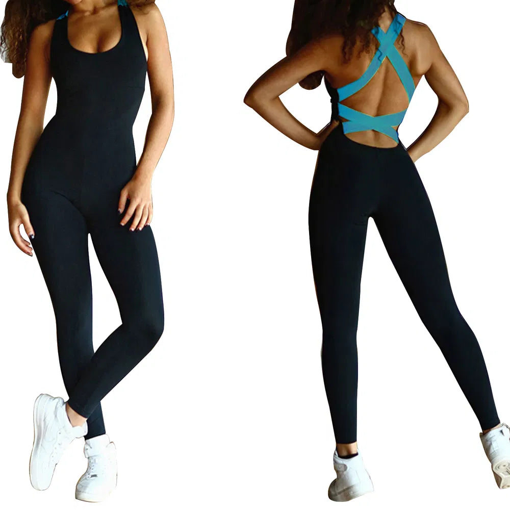 Yoga Workout Jumpsuit for Women - Sleeveless & Stretchable