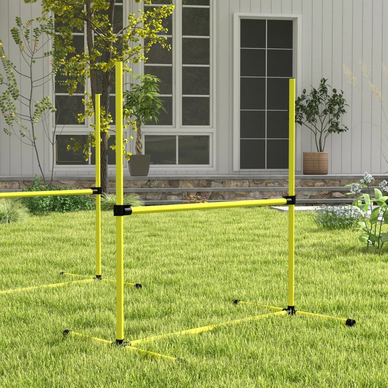 Dog Agility Jump Set with Adjustable Height Bars and Carry Bag - Yellow