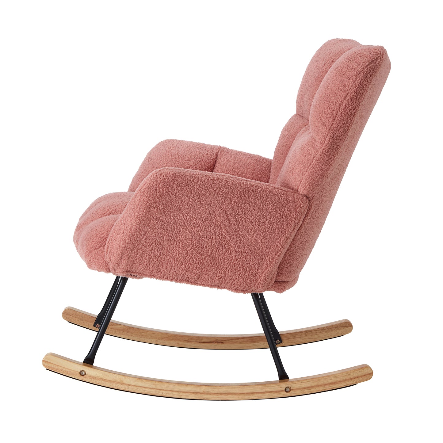 Tufted Upholstered Teddy Fabric Rocking Chair - Pink
