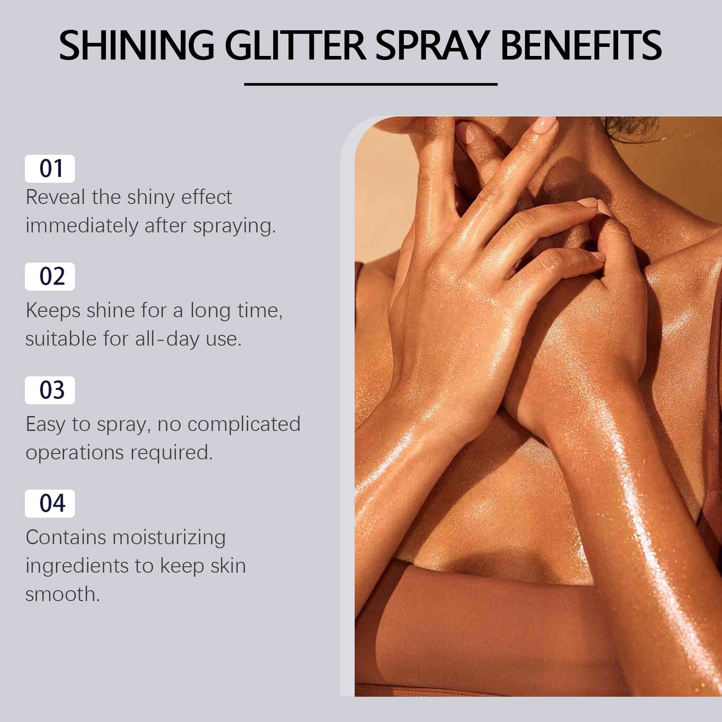 Long-Lasting Highlighter Glitter Spray for Face, Body and Hair